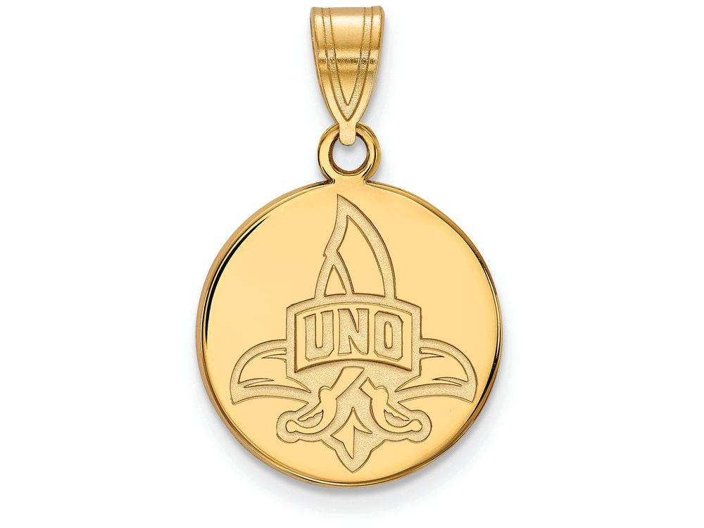 Logoart Sterling Silver Gp University Of New Orleans Medium Disc Pendant