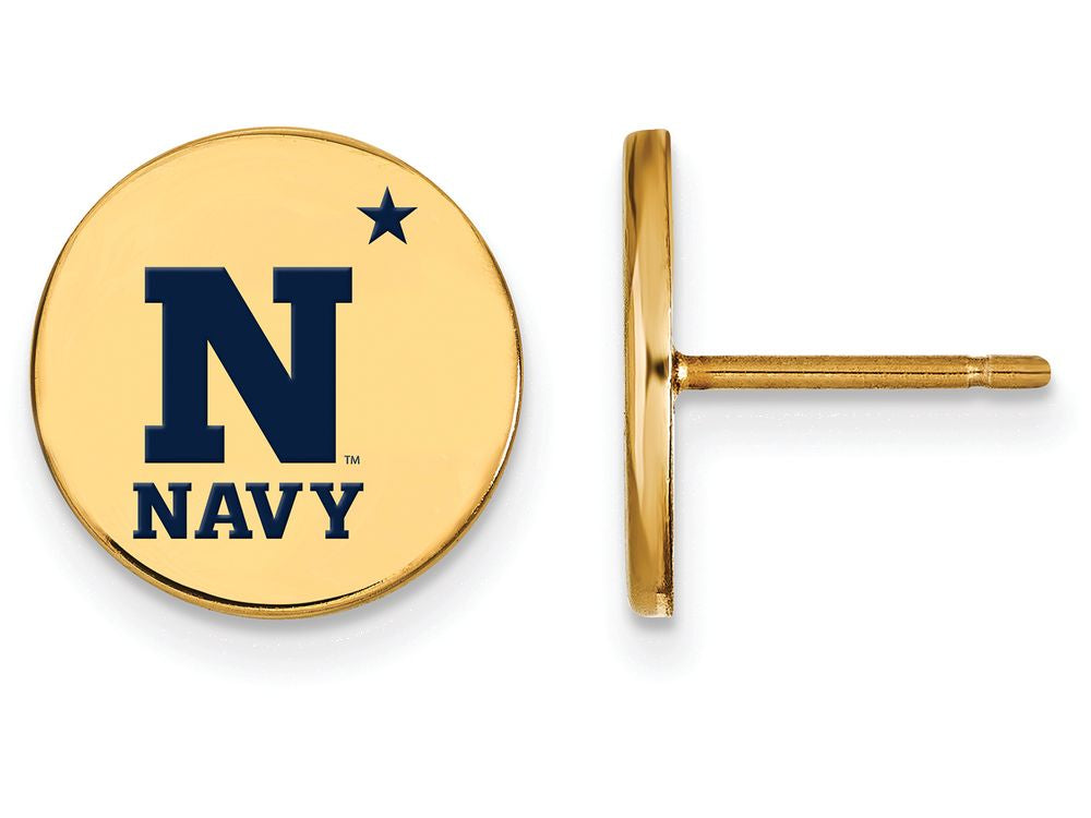 Logoart Sterling Silver Gp Navy Small Enamel Disc Earrings