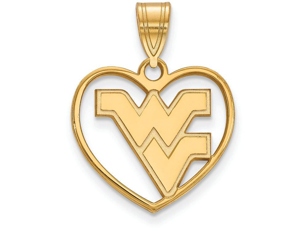 Logoart Sterling Silver Gp West Virginia University Pendant In Heart