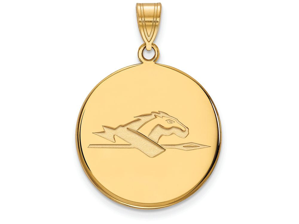 Logoart Sterling Silver Gp Longwood University Large Disc Pendant