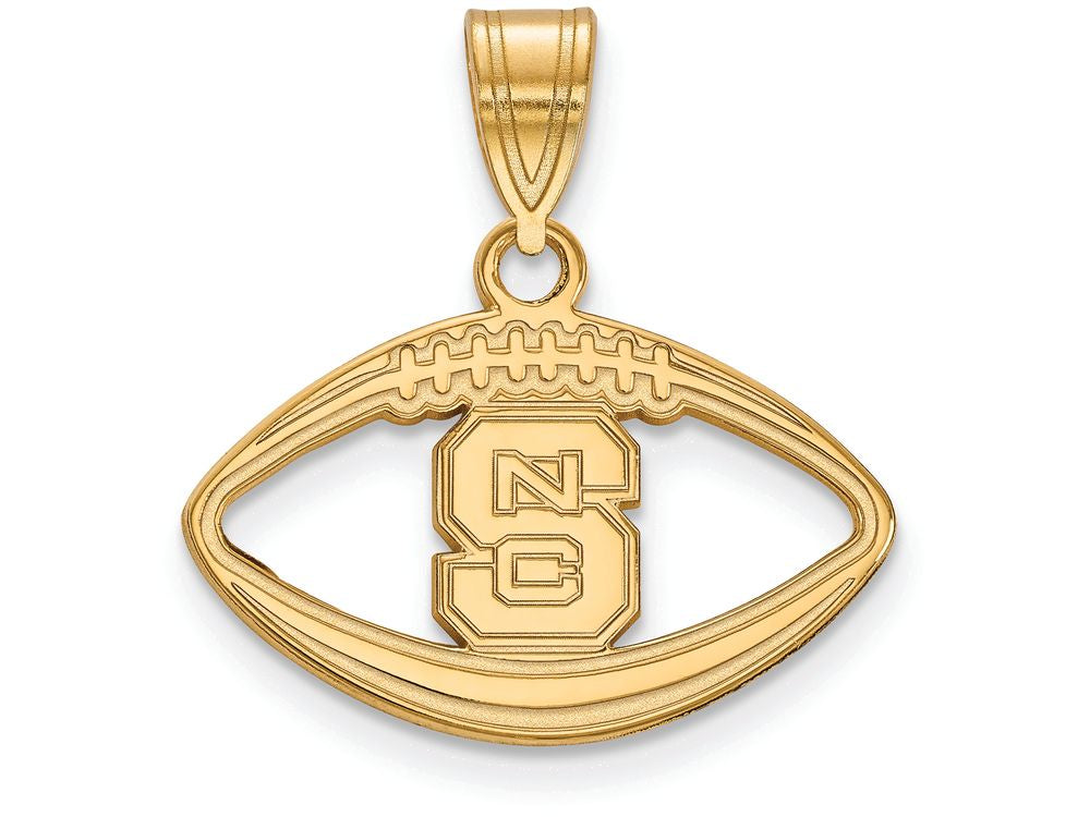 Logoart Sterling Silver Gp North Carolina State U Pendant In Football