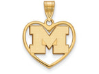 Logoart Sterling Silver Gp Michigan (univ Of) Pendant In Heart