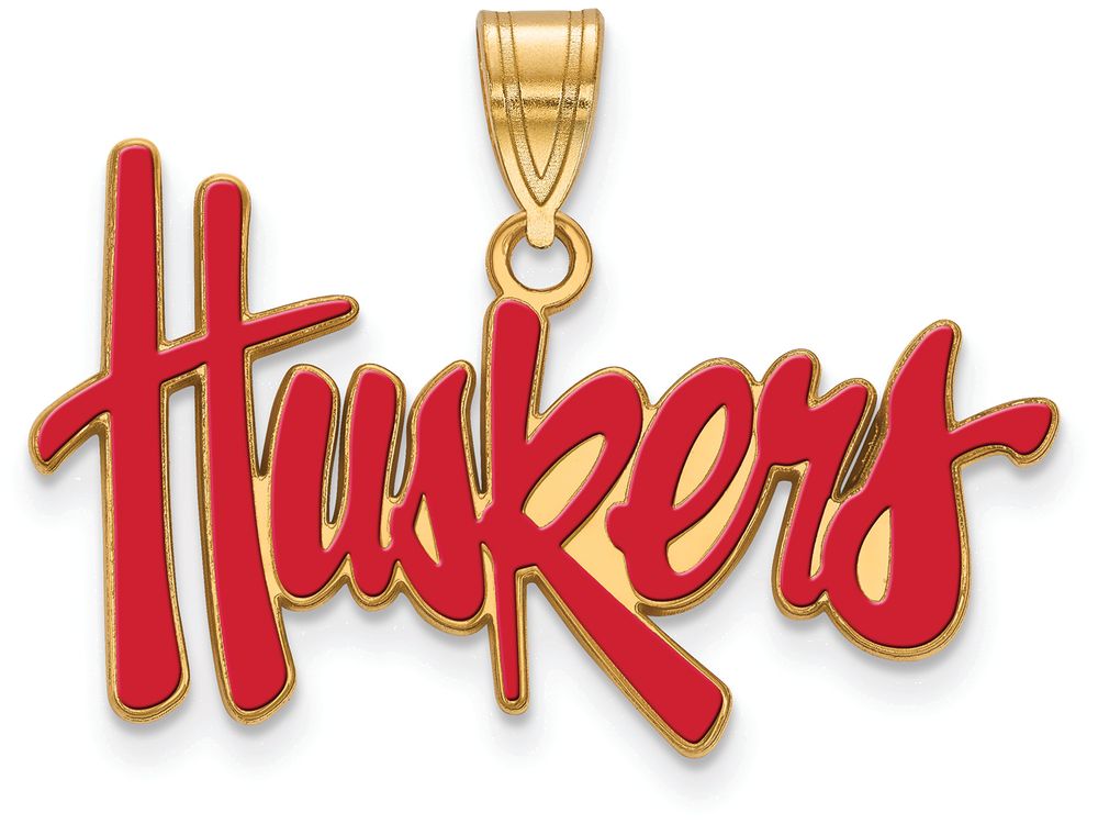 Logoart Sterling Silver Gp University Of Nebraska Large Enamel Pendant