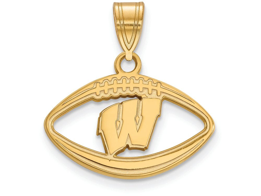 Logoart Sterling Silver Gp University Of Wisconsin Pendant In Football
