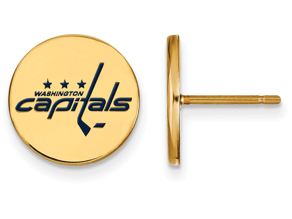 Sterling Silver Gp Nhl Logoart Washington Capitals Small Enamel Disc Earrings