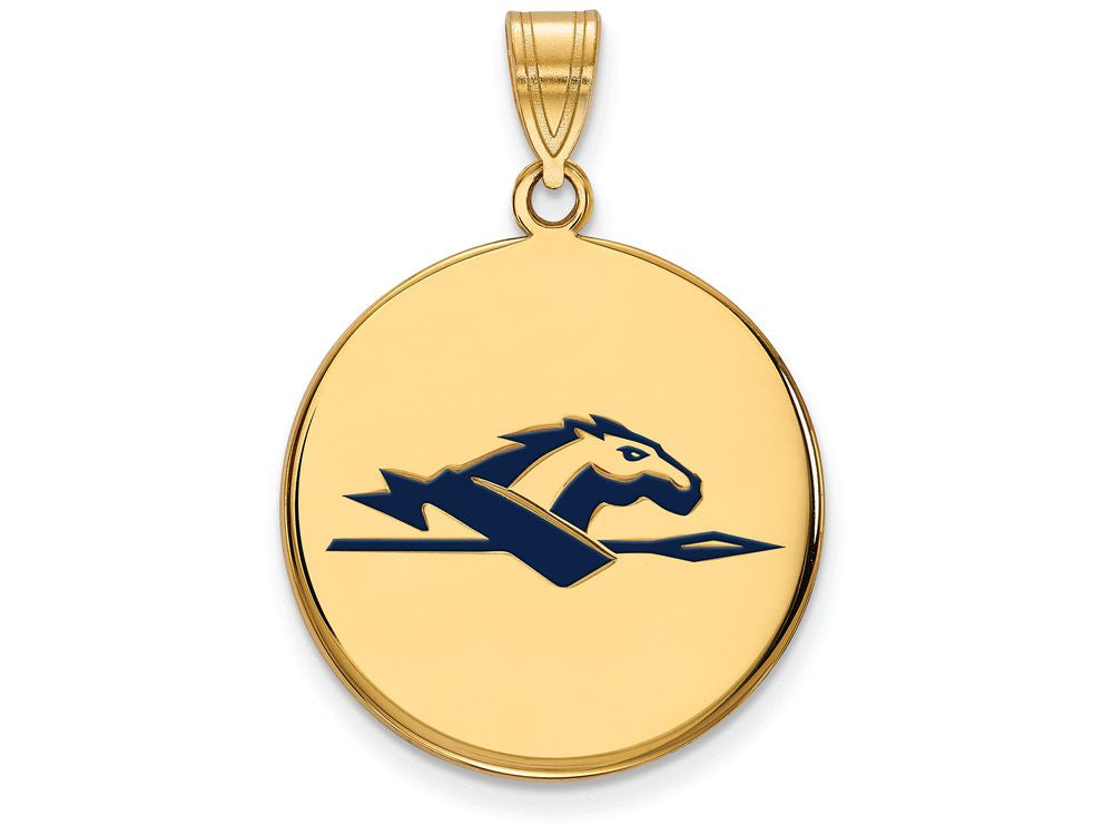 Logoart Sterling Silver Gp Longwood University Large Enamel Disc Pendant