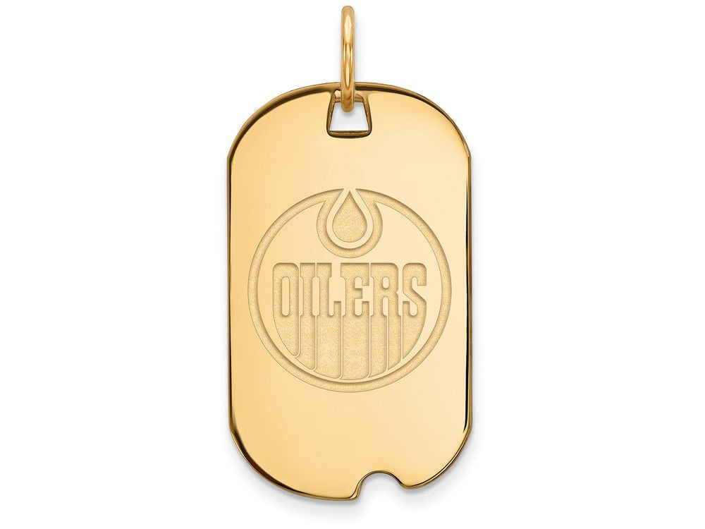 Logoart Sterling Silver Gp Edmonton Oilers Small Dog Tag Pendant Necklace