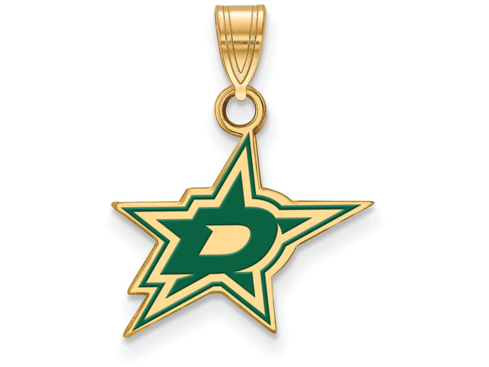 Logoart Sterling Silver Gp Dallas Stars Small Enamel Pendant