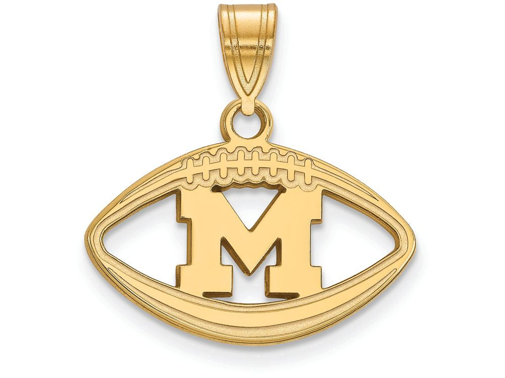 Logoart Sterling Silver Gp Michigan (univ Of) Pendant In Football