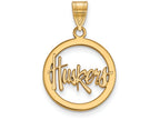 Logoart Sterling Silver Gp University Of Nebraska Small Pendant In Circle