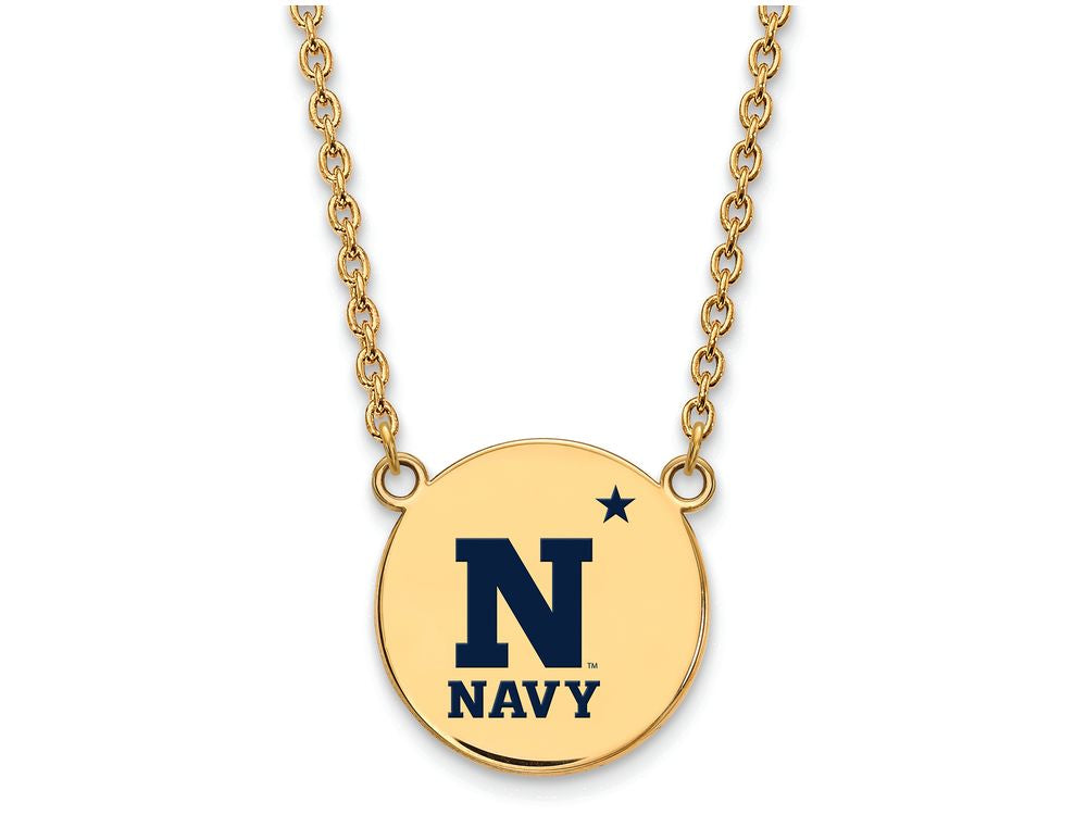 Logoart Sterling Silver Gp Navy Large Enamel Disc Necklace