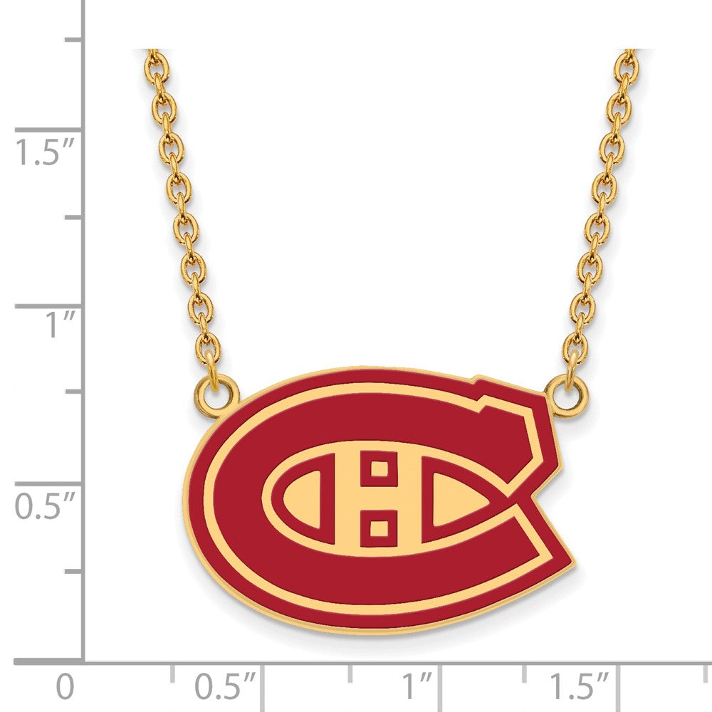 Sterling Silver Gp Nhl Logoart Montreal Canadiens Large  Enamel Pendant Necklace