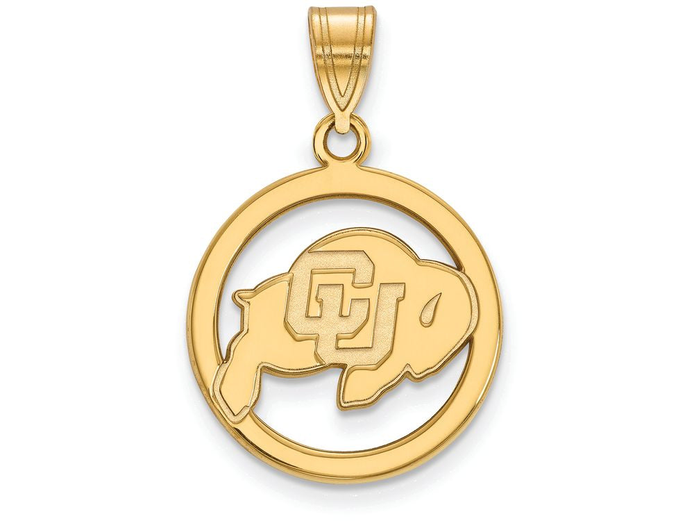 Logoart Sterling Silver Gp University Of Colorado Medium Pendant In Circl
