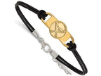 Logoart Sterling Silver Gp Buffalo Sabres Leather Bracelet Small Center