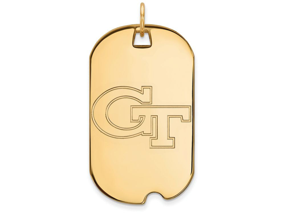 Logoart Sterling Silver Gp Georgia Institute Of Technology Large Dog Tag Pendant Necklace