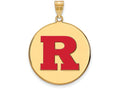 Logoart Sterling Silver Gp Rutgers Extra Large  Enamel Disc Pendant