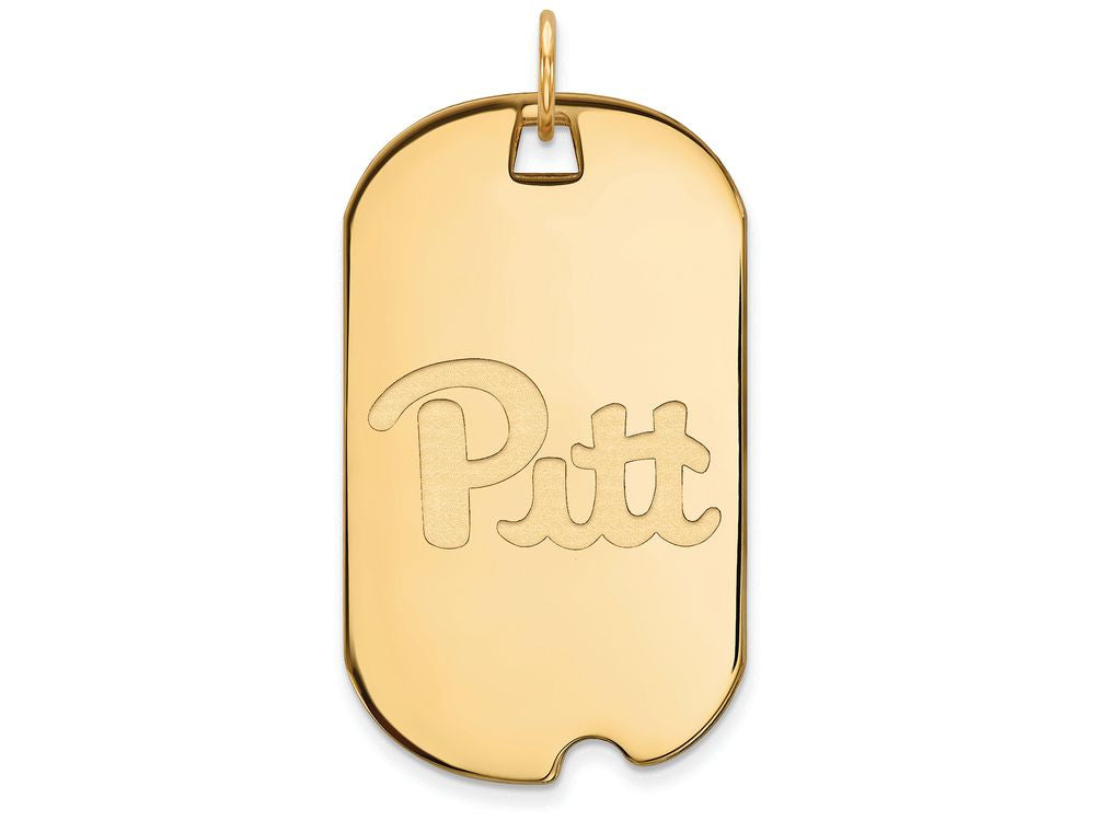 Logoart Sterling Silver Gp University Of Pittsburgh Large Dog Tag Pendant Necklace