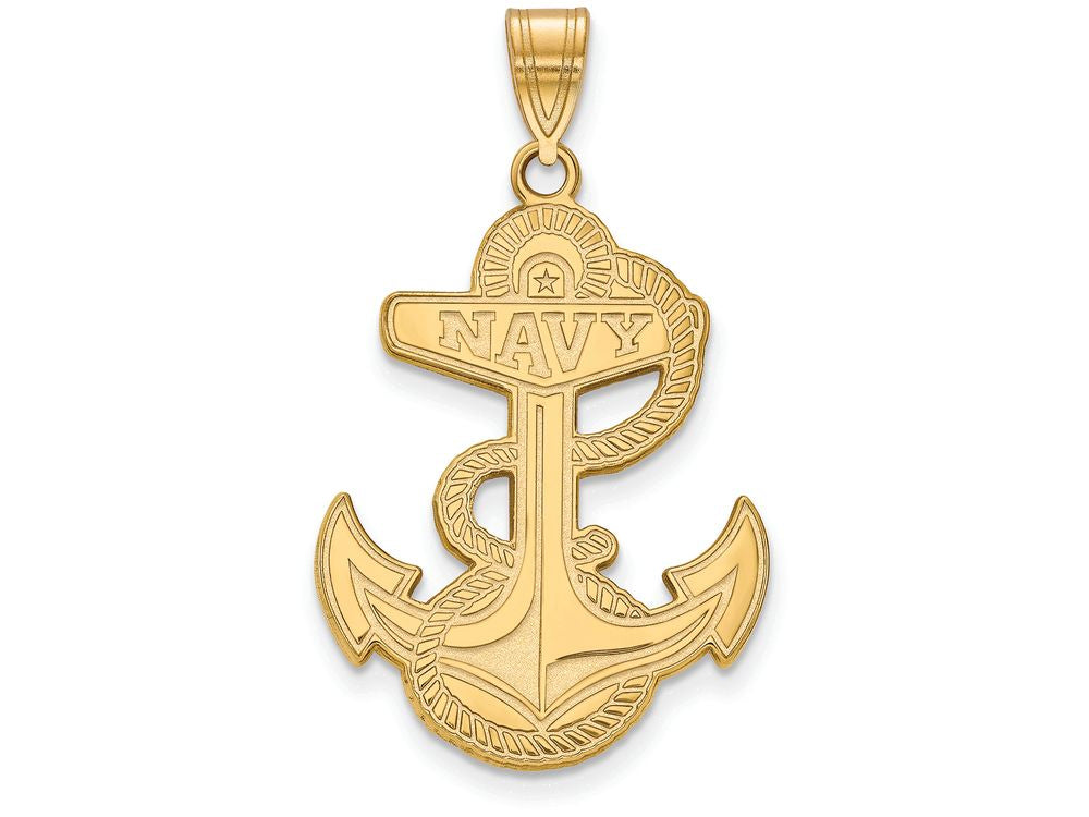 Logoart Sterling Silver Gp Navy Extra Large  Pendant