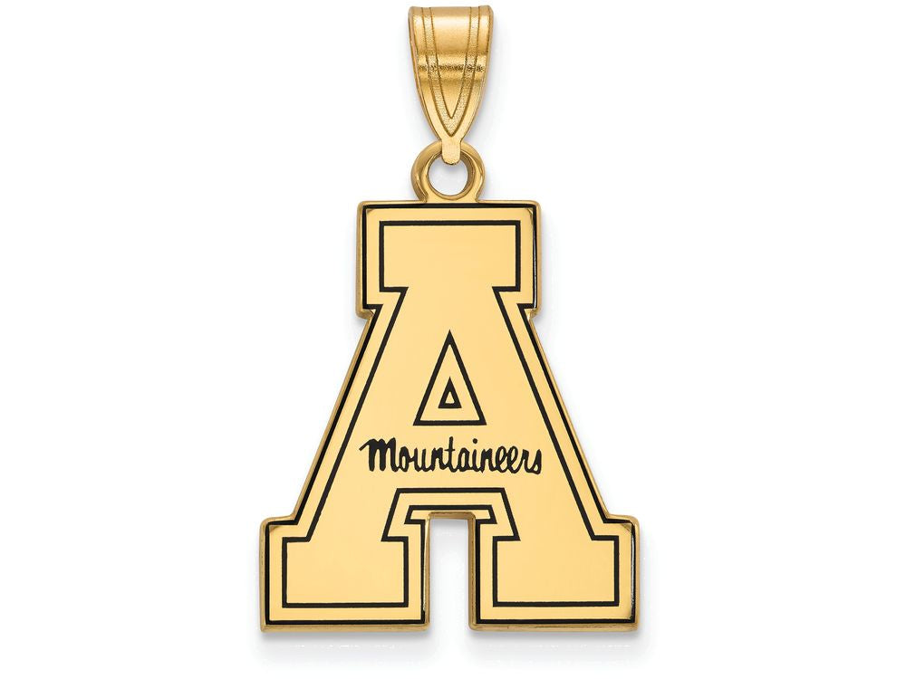 Logoart Sterling Silver Gold Plated Appalachian State U Enamel Large Pendant 16 x 26mm