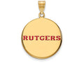 Logoart Sterling Silver Gp Rutgers Large Enamel Disc Pendant