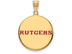 Logoart Sterling Silver Gp Rutgers Large Enamel Disc Pendant