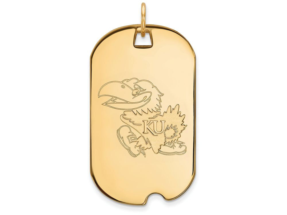 Logoart Sterling Silver Gp University Of Kansas Large Dog Tag Pendant Necklace