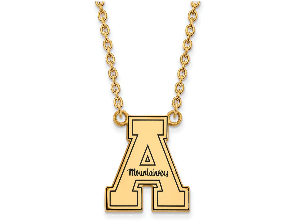 Logoart Sterling Silver Gp Appalachian State U Enamel Large  Pendant Necklace