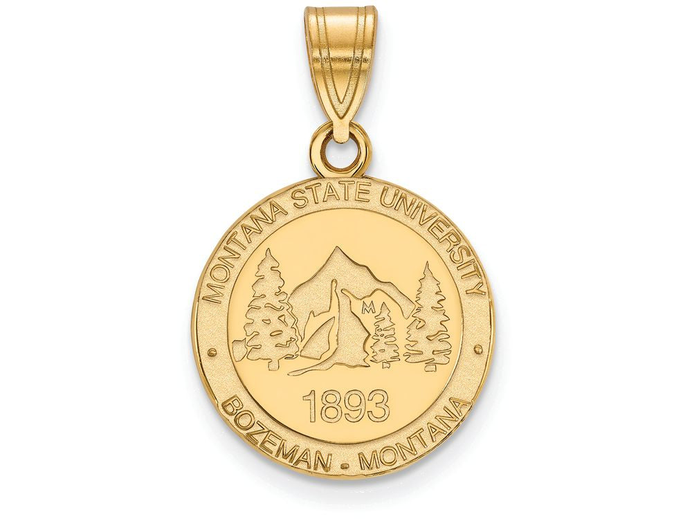 Logoart Sterling Silver Gp Montana State University Medium Crest Pendant