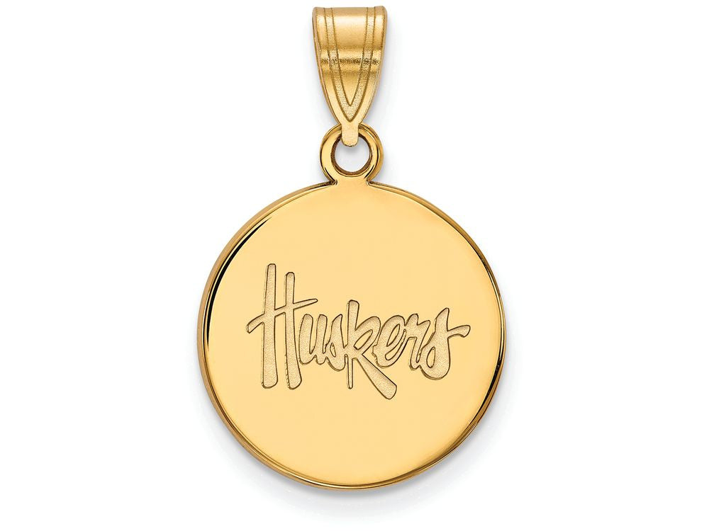 Logoart Sterling Silver Gp University Of Nebraska Medium Disc Pendant