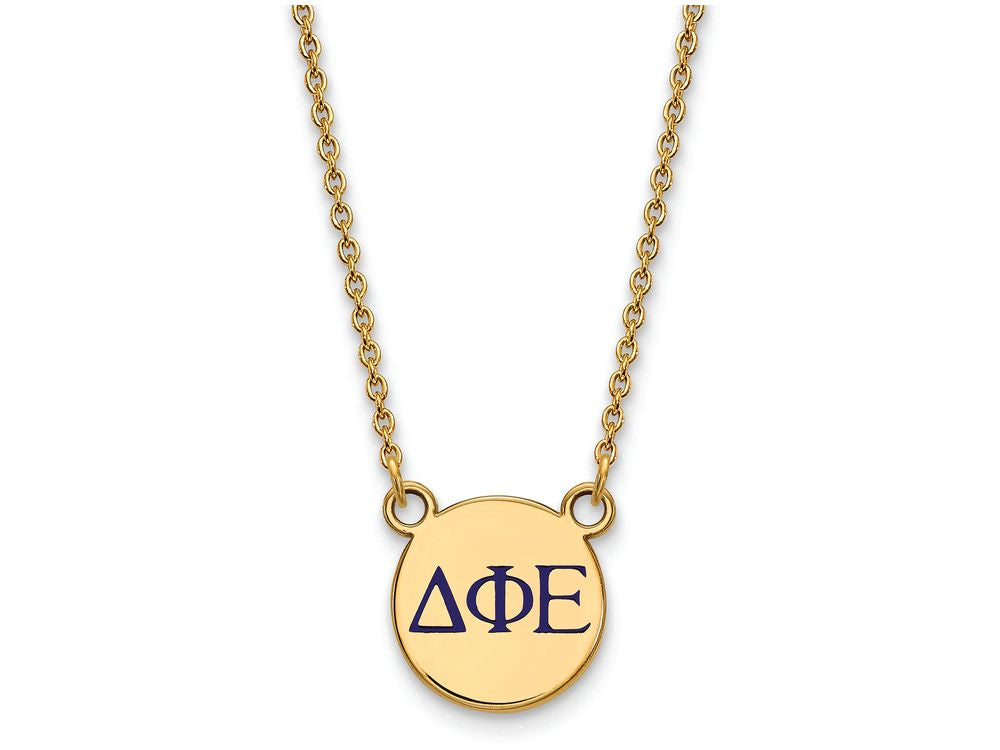Logoart Sterling Silver Gp Delta Phi Epsilon Small Enamel Pendant Necklace