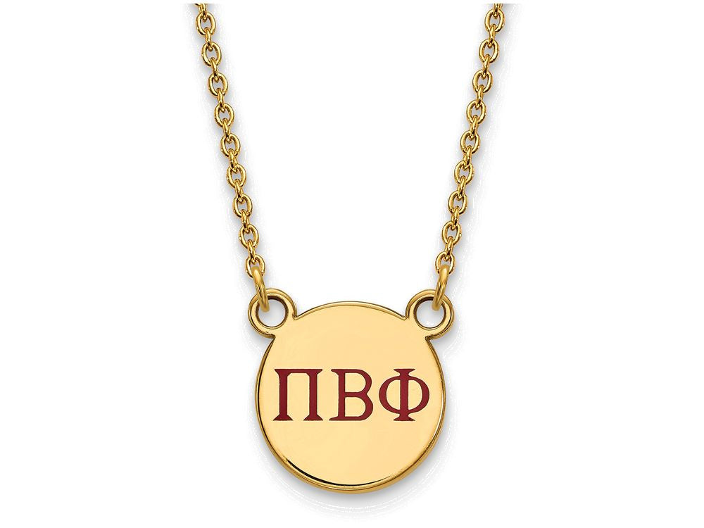 Logoart Sterling Silver Gp Pi Beta Phi Small Enamel Pendant Necklace