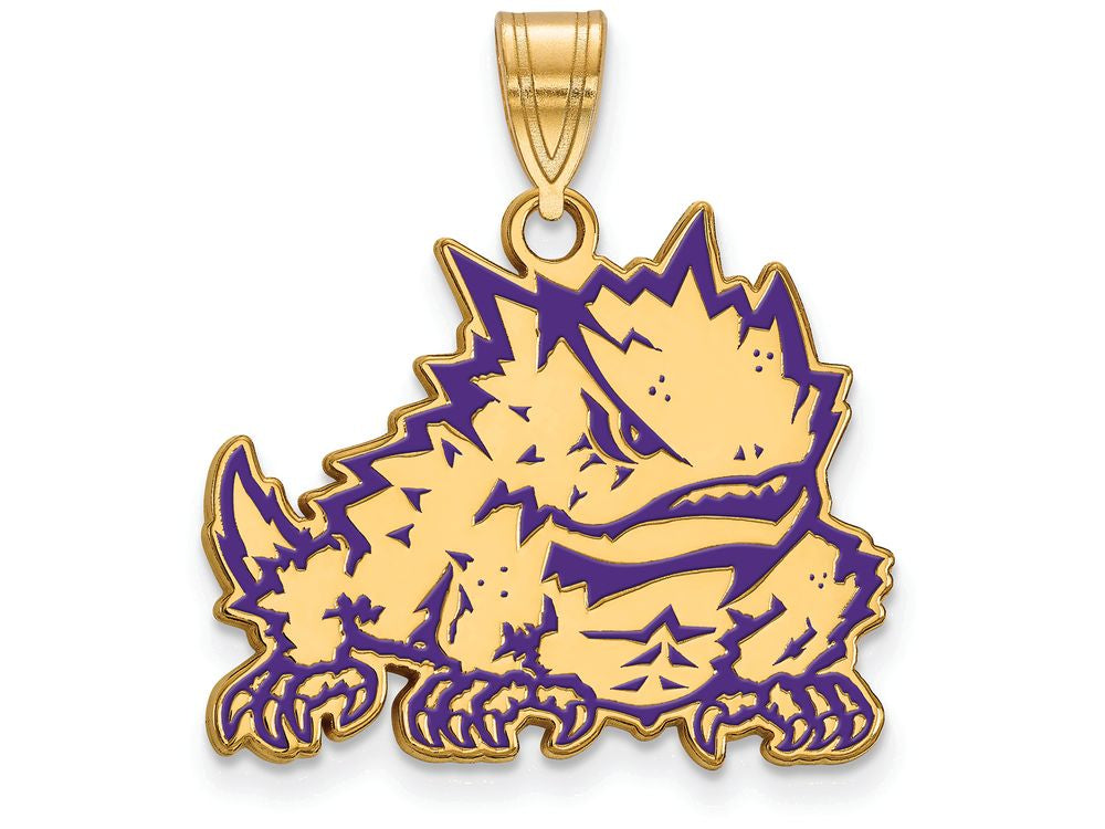 Logoart Sterling Silver Gp Texas Christian University Large Enamel Pendant