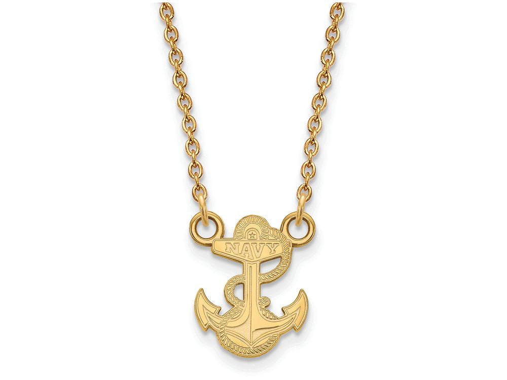 Logoart Sterling Silver Gp Navy Small Pendant Necklace