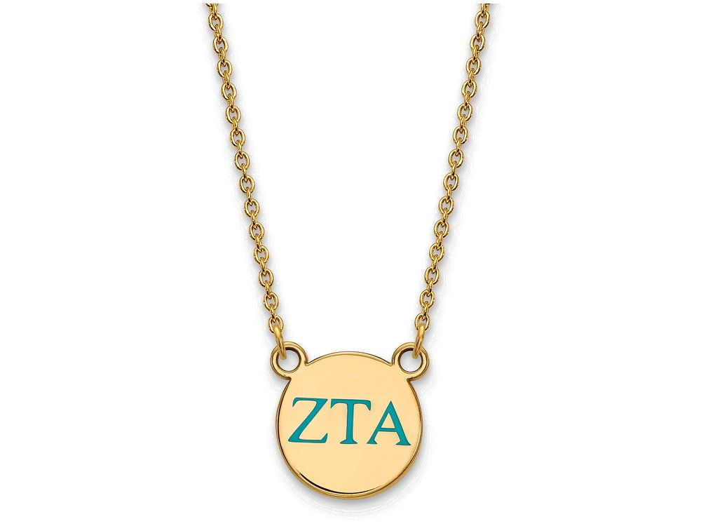 Logoart Sterling Silver Gp Zeta Tau Alpha Small Enamel Pendant Necklace