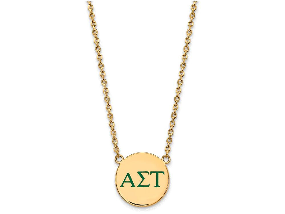Logoart Sterling Silver Gp Alpha Sigma Tau Large Enamel Pendant Necklace