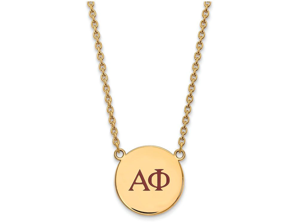 Logoart Sterling Silver Gp Alpha Phi Large Enamel Pendant Necklace
