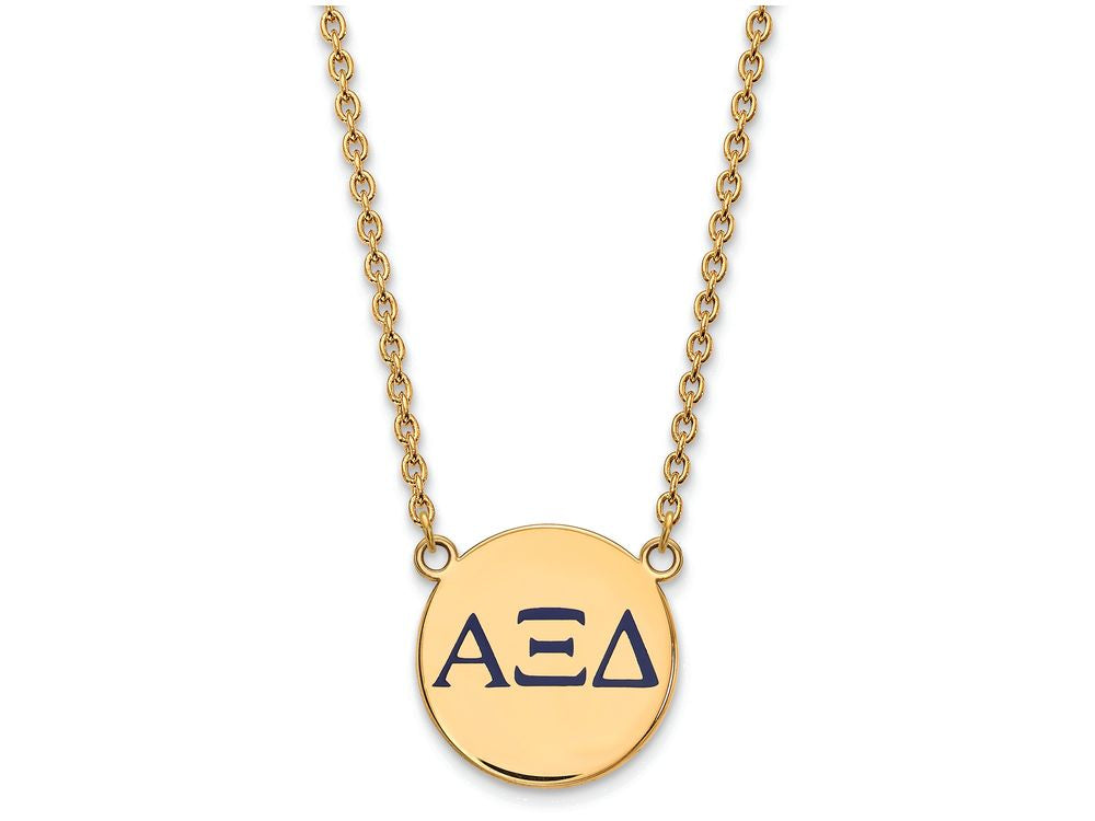 Logoart Sterling Silver Gp Alpha Xi Delta Large Enamel Pendant Necklace