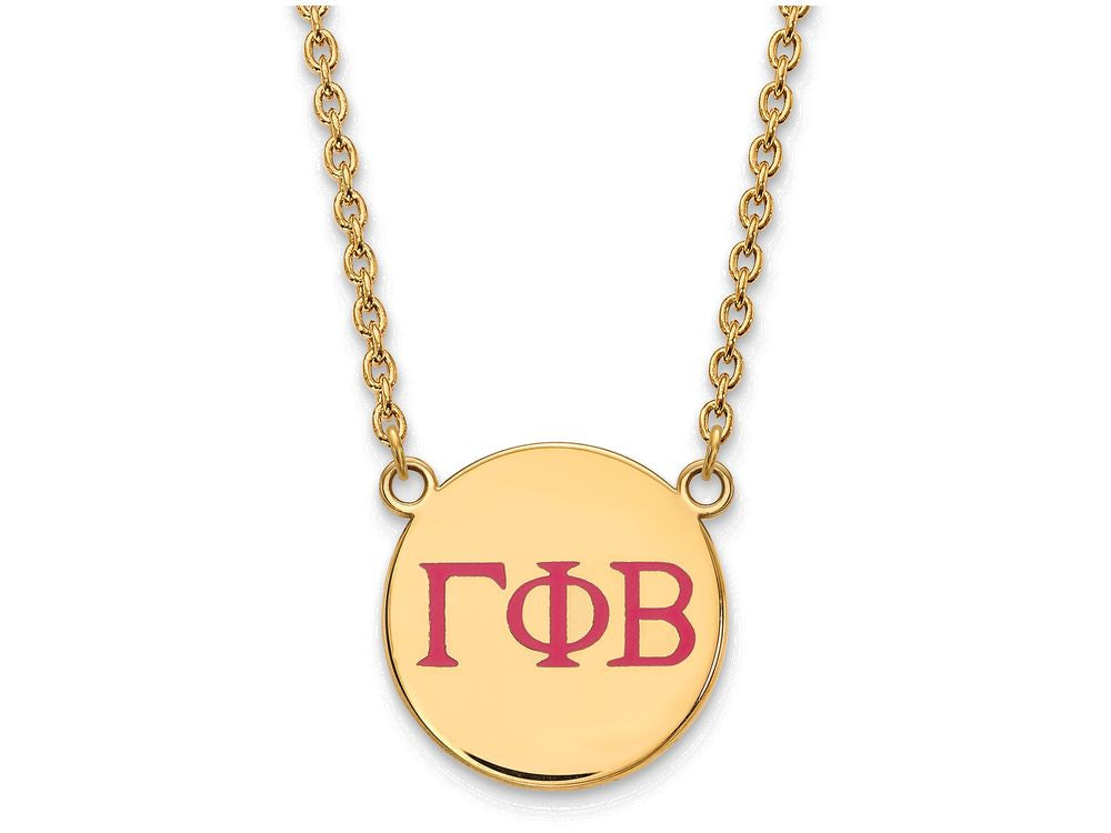 Logoart Sterling Silver Gp Gamma Phi Beta Large Enamel Pendant Necklace