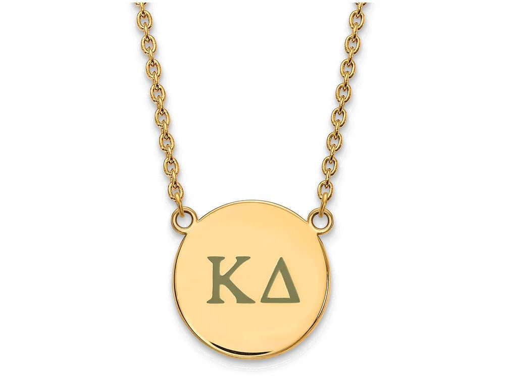 Logoart Sterling Silver Gp Kappa Delta Large Enamel Pendant Necklace