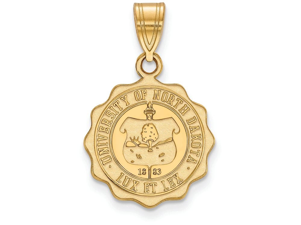 Logoart Sterling Silver Gp University Of North Dakota Medium Crest Pendant