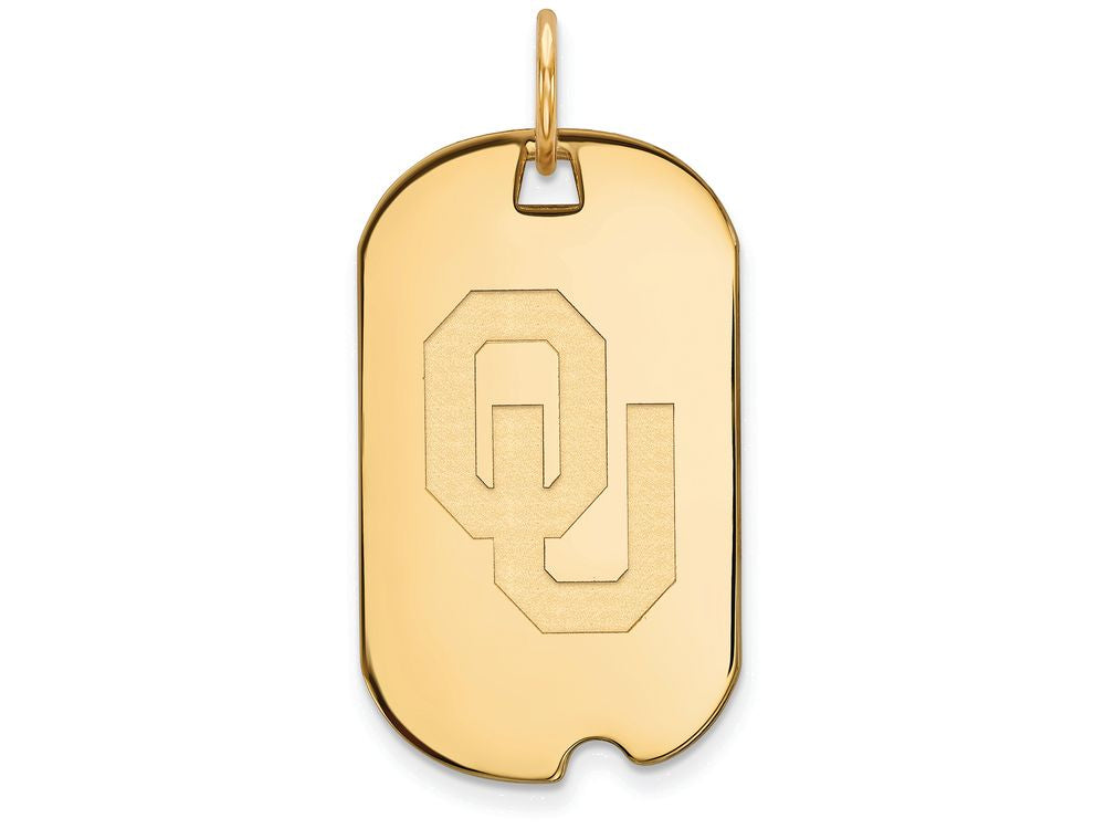 Logoart Sterling Silver Gp University Of Oklahoma Small Dog Tag Pendant Necklace