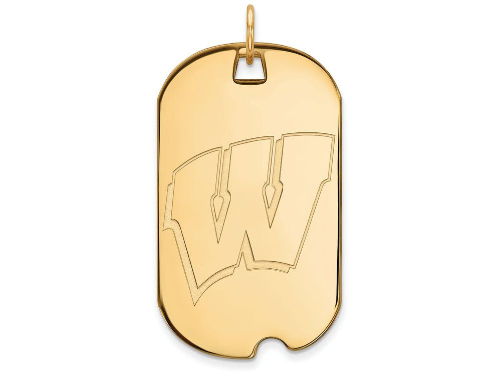 Logoart Sterling Silver Gp University Of Wisconsin Large Dog Tag Pendant Necklace