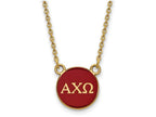 Logoart Sterling Silver Gp Alpha Chi Omega Small Enamel Pendant Necklace