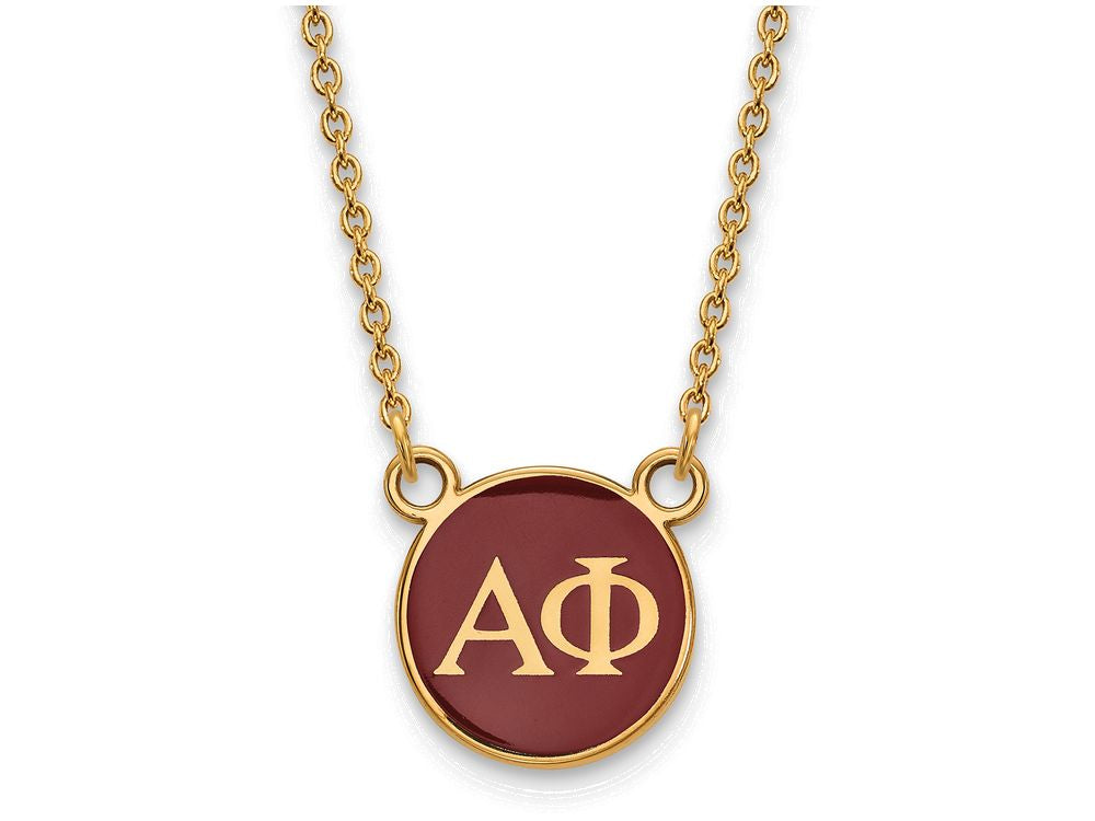 Logoart Sterling Silver Gp Alpha Phi Small Enamel Pendant Necklace