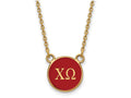 Logoart Sterling Silver Gp Chi Omega Small Enamel Pendant Necklace
