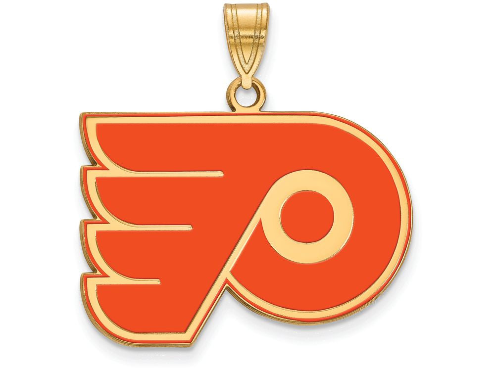 Sterling Silver Gp Nhl Logoart Philadelphia Flyers Large Enamel Pendant