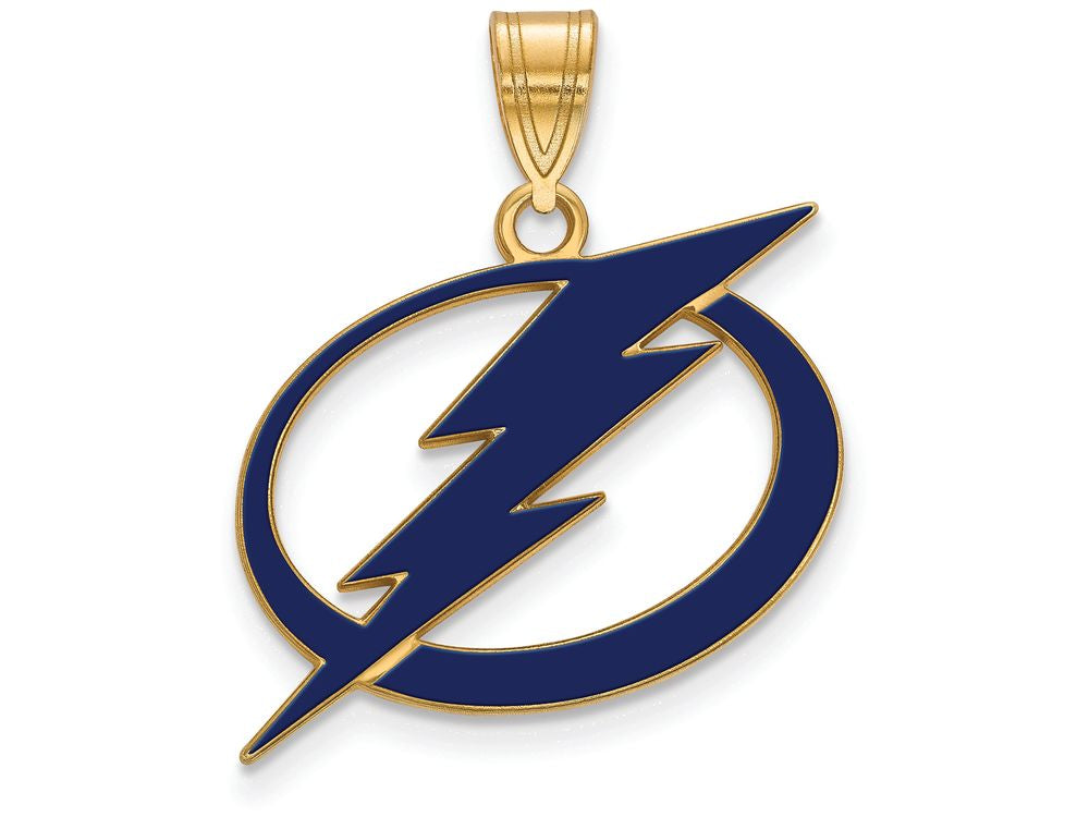 Sterling Silver Gp Nhl Logoart Tampa Bay Lightning Large Enamel Pendant