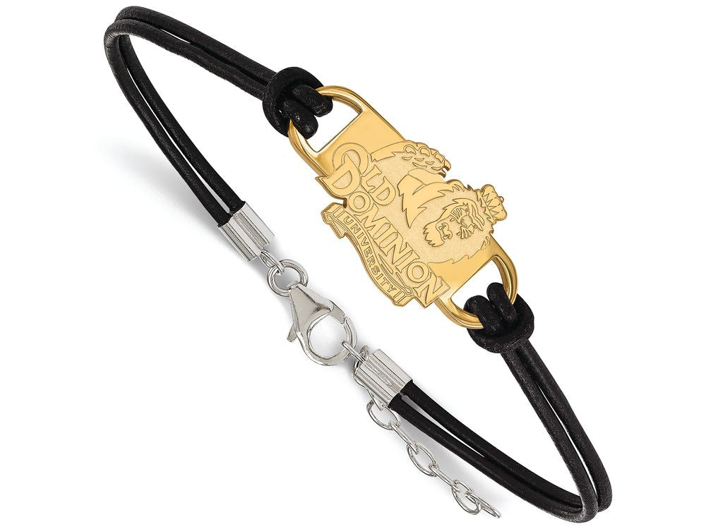 Logoart Sterling Silver Gp Old Dominion University Leather Small Ctr Bracelet