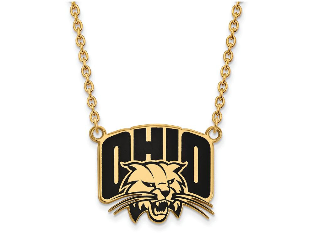 Logoart Sterling Silver Gp Ohio U Large Enamel Pendant Necklace