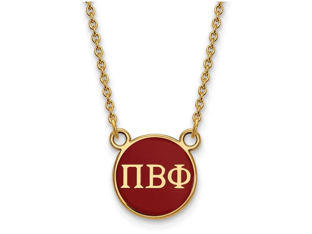 Logoart Sterling Silver Gp Pi Beta Phi Small Enamel Pendant Necklace